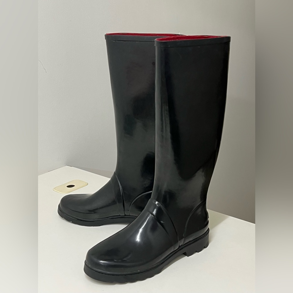 Women’s 8 B 1990s Vintage Ralph Lauren POLO SPORT Black Rubber Waterproof Boots